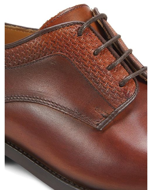 Saks Fifth Avenue Brown Troy Lace-Up Leather Oxfords for men
