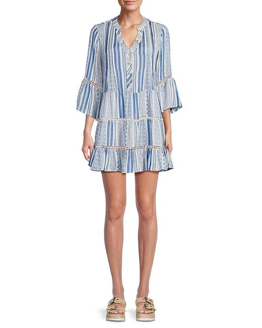 Dotti Blue Print Tiered A-line Mini Dress