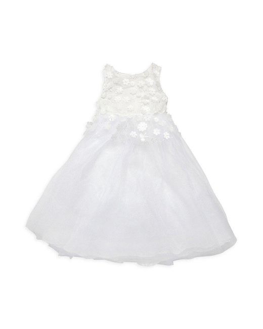 Badgley Mischka White Little Girl's Charlotte Floral A Line Dress