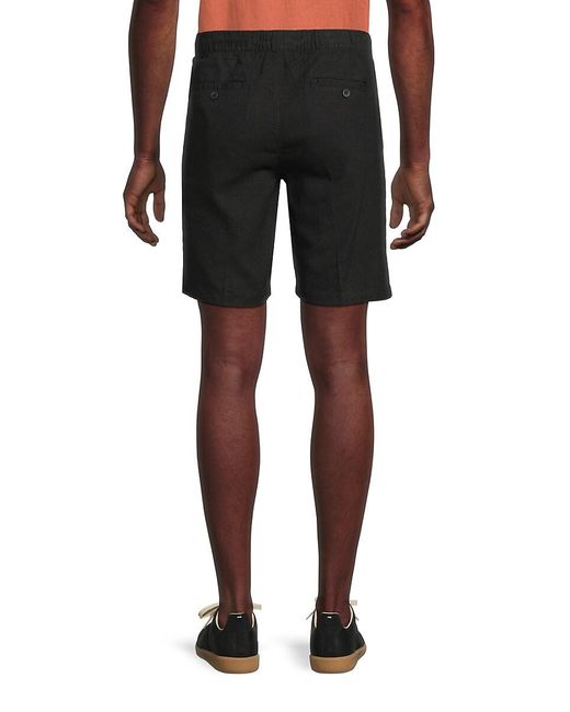 Saks Fifth Avenue Gray Linen Blend Drawstring Shorts for men