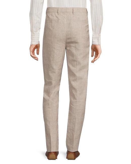 Brunello Cucinelli Natural Glen Plaid Wool Blend Pleated Trousers for men
