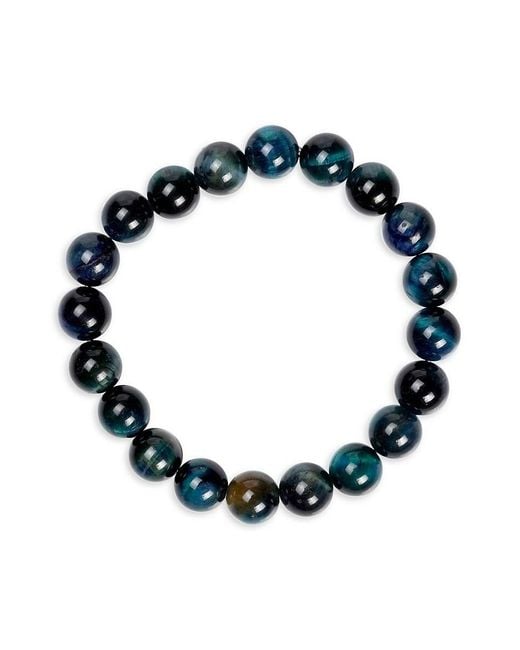 jean claude Blue Tiger Eye Beaded Bracelet for men