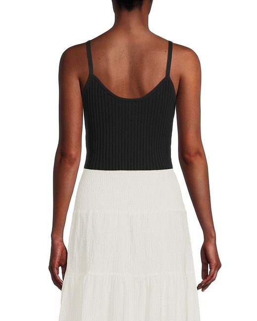 Solid & Striped Black Fleur Ribbed Camisole Top