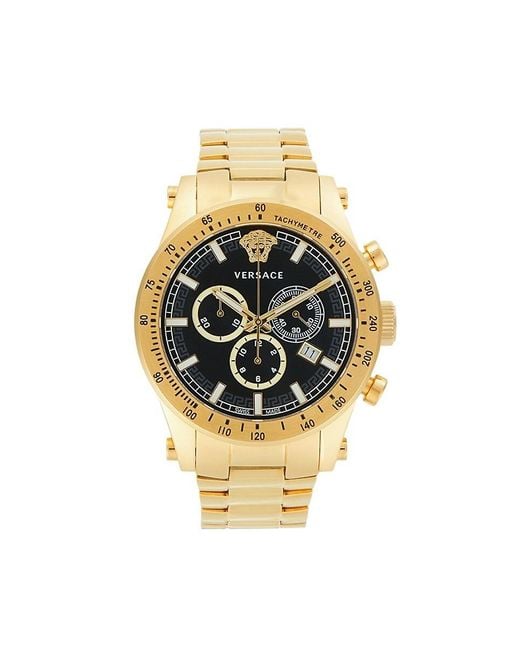 Versace 44mm Ip Goldtone Stainless Steel Chronograph Bracelet Watch in