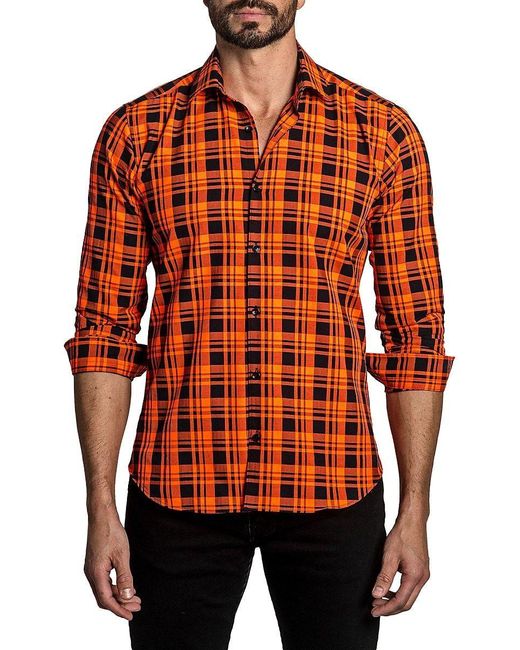 Jared Lang Plaid Sport Shirt in Red for Men | Lyst