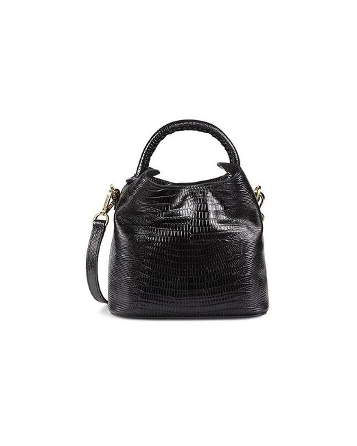 Elleme Black Madeleine Lizard Embossed Top Handle Bag