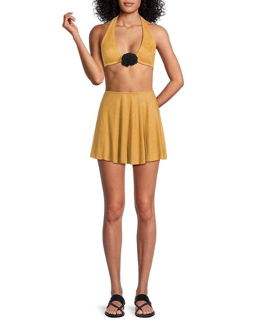 WeWoreWhat Multicolor Flounce Suede Bikini Skirt Cover-Up