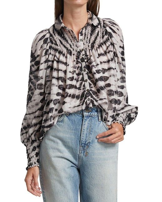 Raquel Allegra Edwardian Tie Dye Silk Blouse Lyst