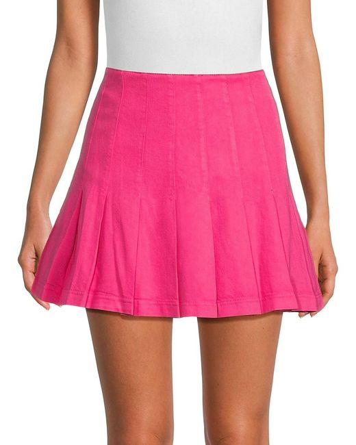 Alice + Olivia Pink Alice + Olivia Carter Mini Pleated Denim Skirt