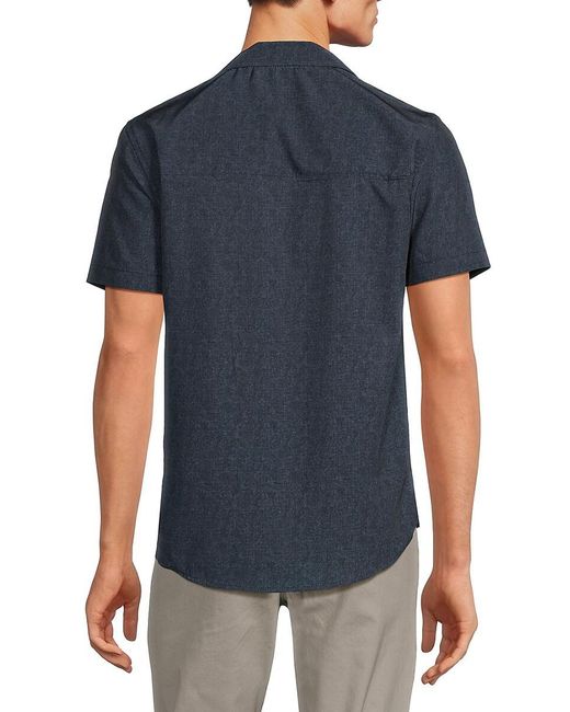 Kenneth Cole Blue Self Design Camp Shirt for men