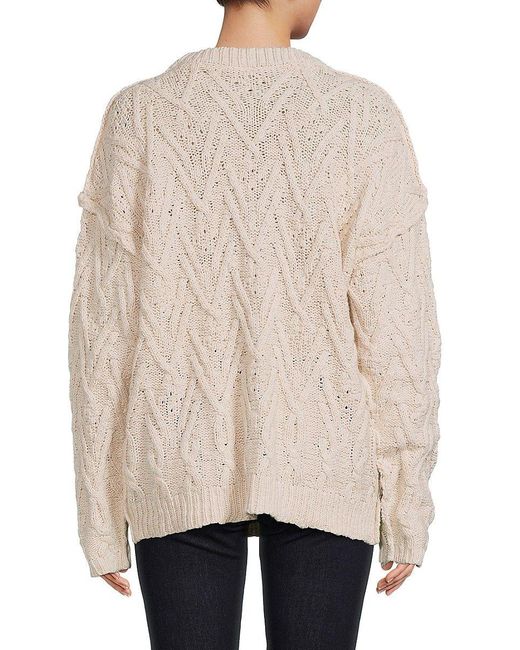 Free People Isa Cable Knit Sweater in Natural Lyst
