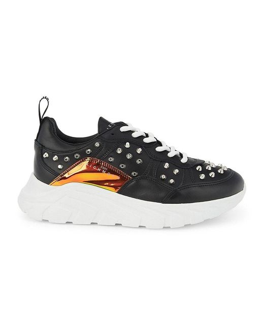 John Richmond Black Studded Chunky Leather Sneakers for men