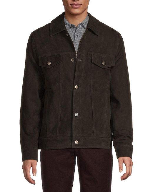 Slate & Stone Black Suede Trucker Jacket for men