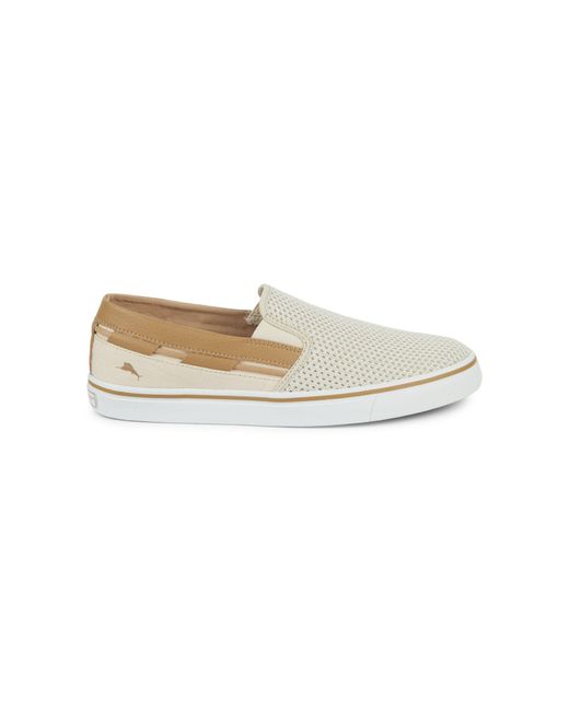 Tommy Bahama White Jaali Canvas Loafers for men
