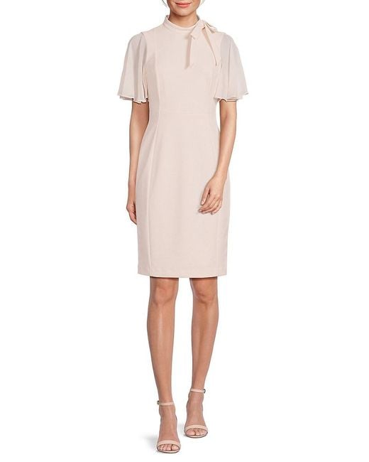 Calvin Klein Tie Neck Sheath Dress in Pink Lyst