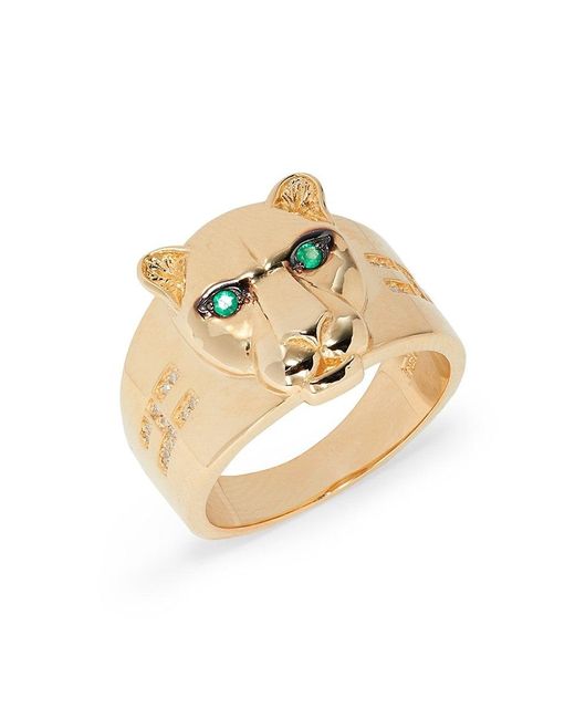 Effy 14k Yellow Gold, Emerald & Diamond Panther Ring in Green for Men Lyst