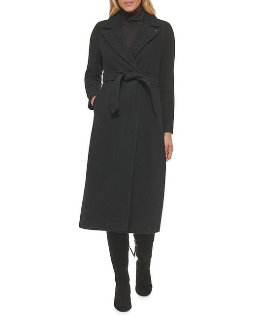 Calvin Klein Brown Belted Wrap Coat