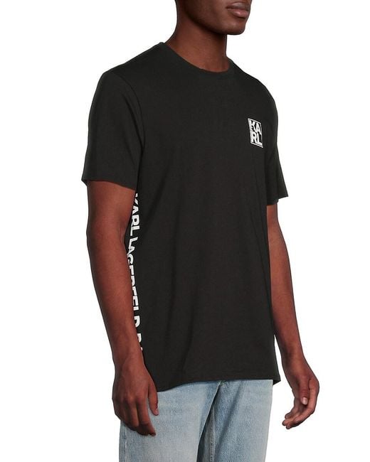 Karl Lagerfeld Black Logo Crewneck T-Shirt for men