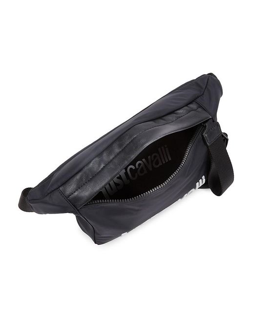 Just Cavalli Black Logo Belt Bag for men