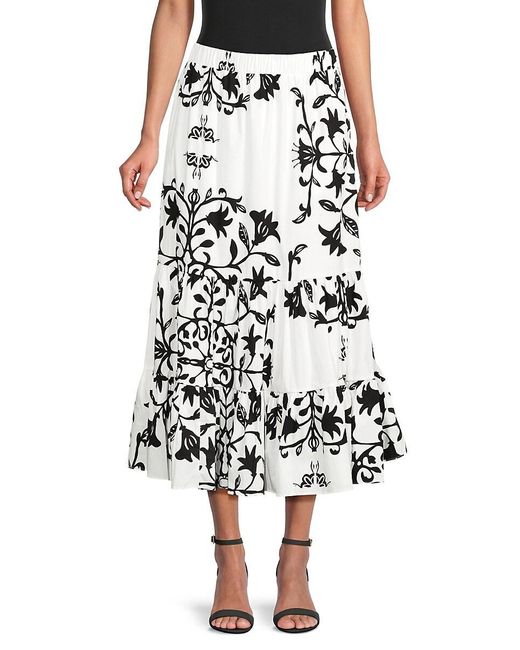 Tahari White Tiered Midi Skirt