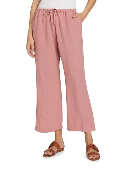 Splendid Pink Linen-Blend Drawstring Pants