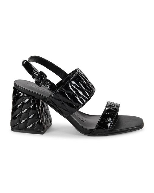 Karl Lagerfeld Black Sarina Quilted Open Toe Leather Sandals