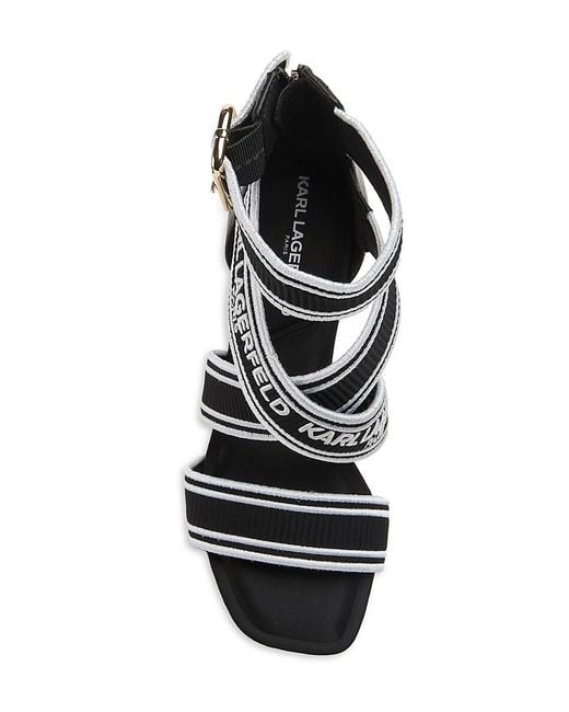 Karl Lagerfeld Black Careliz 101Mm Logo Block Heel Sandals