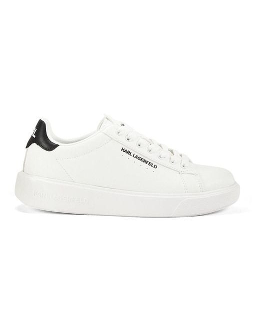 Karl Lagerfeld White Round-Toe Logo Low-Top Sneakers for men