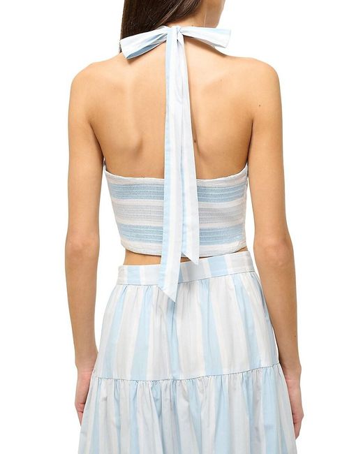 Staud Blue Kai Striped Cotton Halter Top