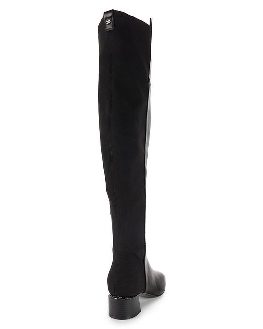 Calvin Klein Black 55Mm Pemmie Square Toe Knee-High Boots