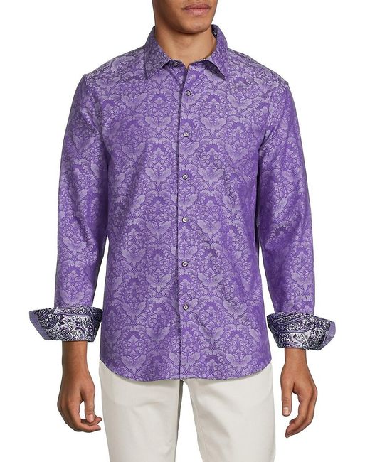 Robert Graham Purple Bayview Paisley Jacquard Shirt for men