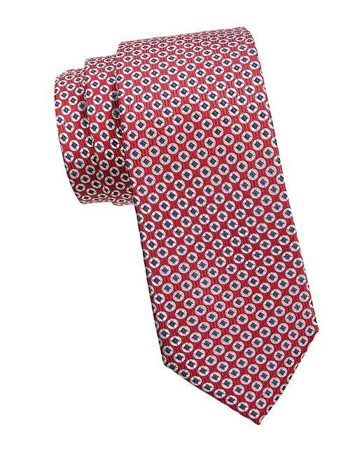 Canali Red Medallion Silk Jacquard Tie for men