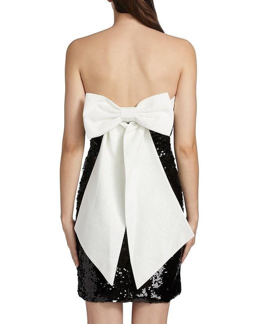 Alice + Olivia Black Sibella Sequined Bow Minidress