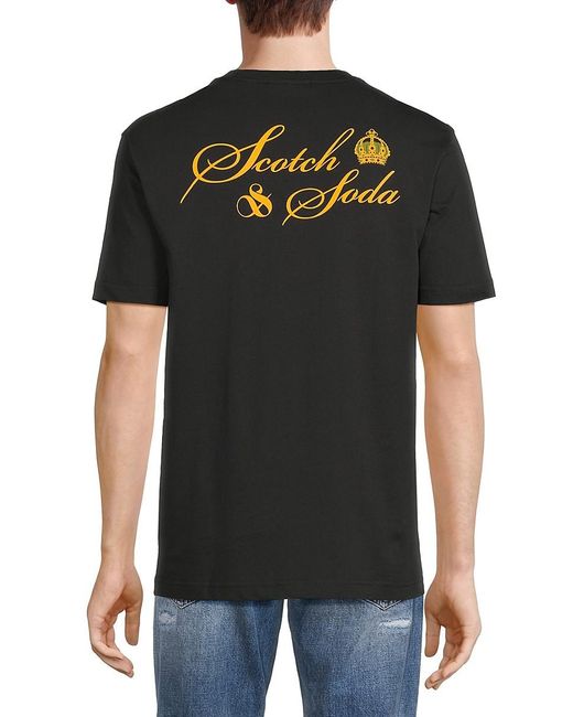 Scotch & Soda Black Relaxed Fit Logo Graphic Tee for men