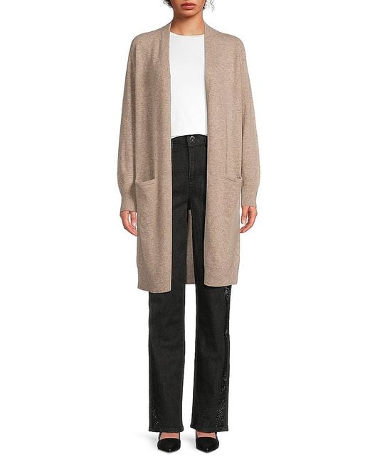 Saks Fifth Avenue Multicolor Solid 100% Cashmere Longline Cardigan