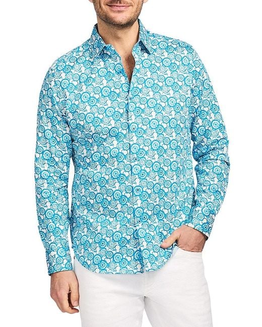 Robert Graham Blue Cantley Circle-Print Cotton Shirt for men