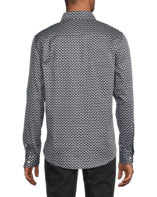 Ted Baker Gray Soren Gingko Stretch-Cotton Shirt for men