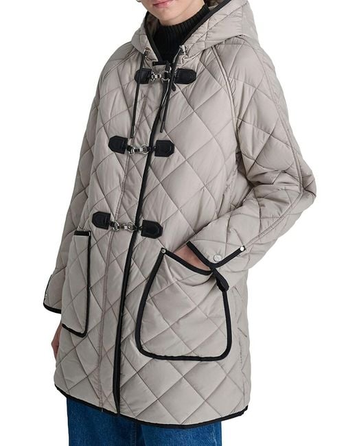 新作セール DKNY ミドル QUILTED COAT WITH TOGGLE キルティング DKNY Women's Hooded Toggle Quilted Coat - Macy's