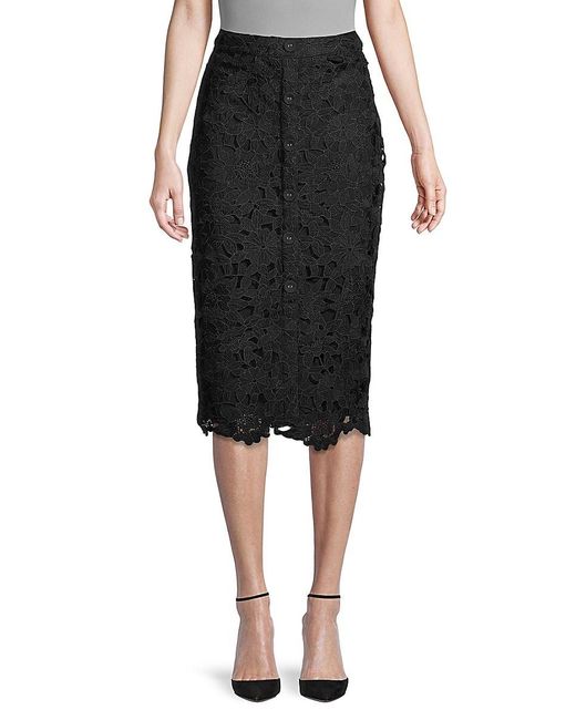 Karl Lagerfeld Embroidered Lace Midi Skirt in Black - Lyst