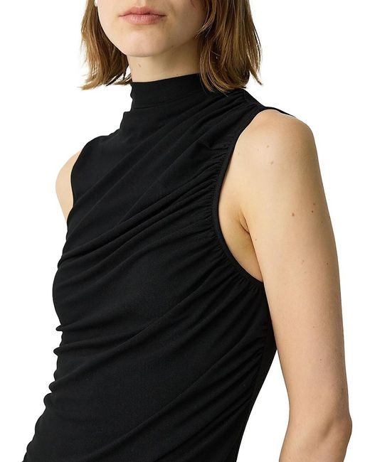 Theory Black Stretch Viscose Draped Top