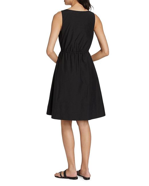 Theory Black Drawstring Cotton-blend T-shirt Minidress