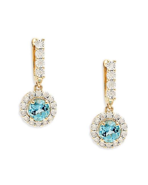 Effy ENY 14k Goldplated Sterling Silver, Blue Topaz & Diamond Earrings