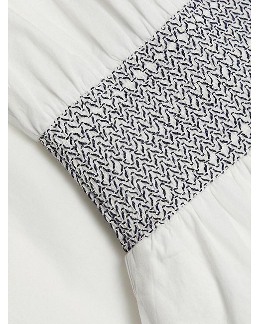 Ramy Brook White Melanie Smocked Cotton Midi-Dress