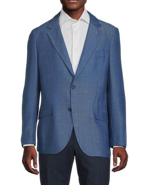 Tailorbyrd Synthetic Herringbone Pattern Blazer in Blue for Men | Lyst