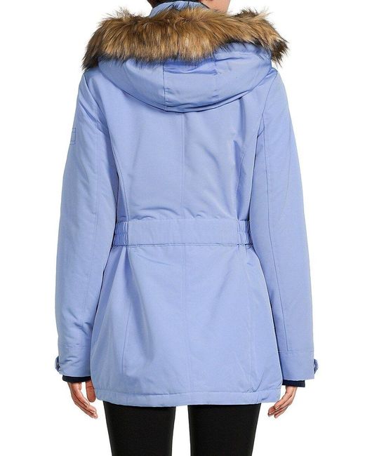 Tommy Hilfiger Faux Fur Trim Hooded Jacket in Black Lyst