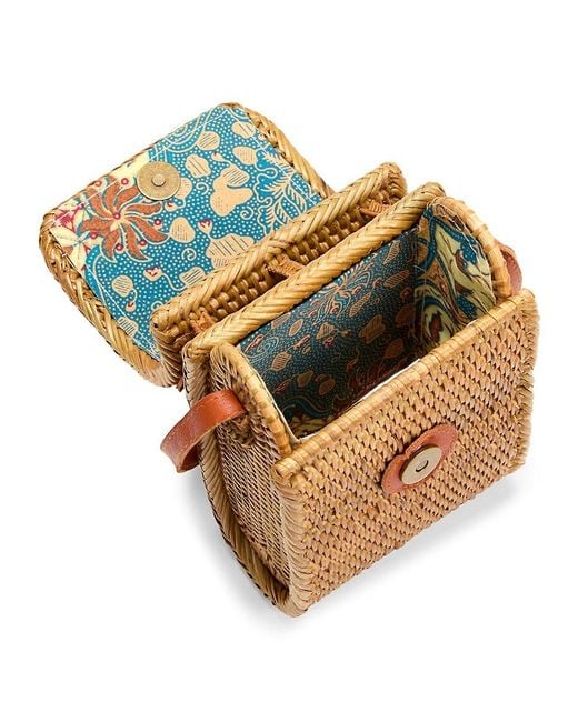 Collection 18 Natural Weave Rattan Phone Crossbody Bag