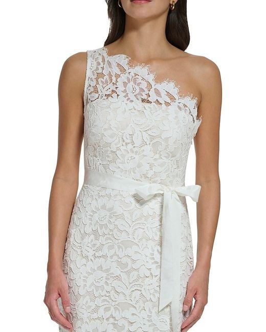 Eliza J White One Shoulder Lace Gown