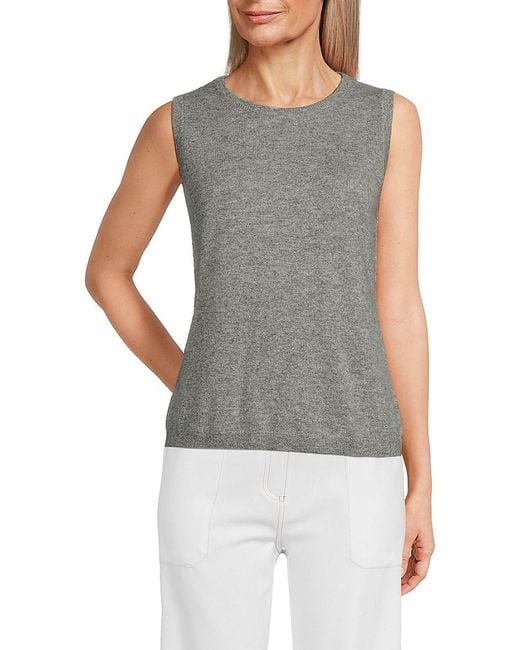 Saks Fifth Avenue Gray Solid 100% Cashmere Tank
