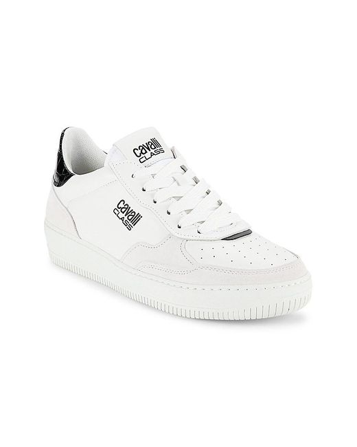 Class Roberto Cavalli White Logo Perforated Sneakers for men