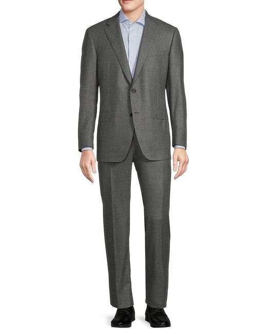 Samuelsohn Crosshatch Wool Suit in Gray for Men | Lyst